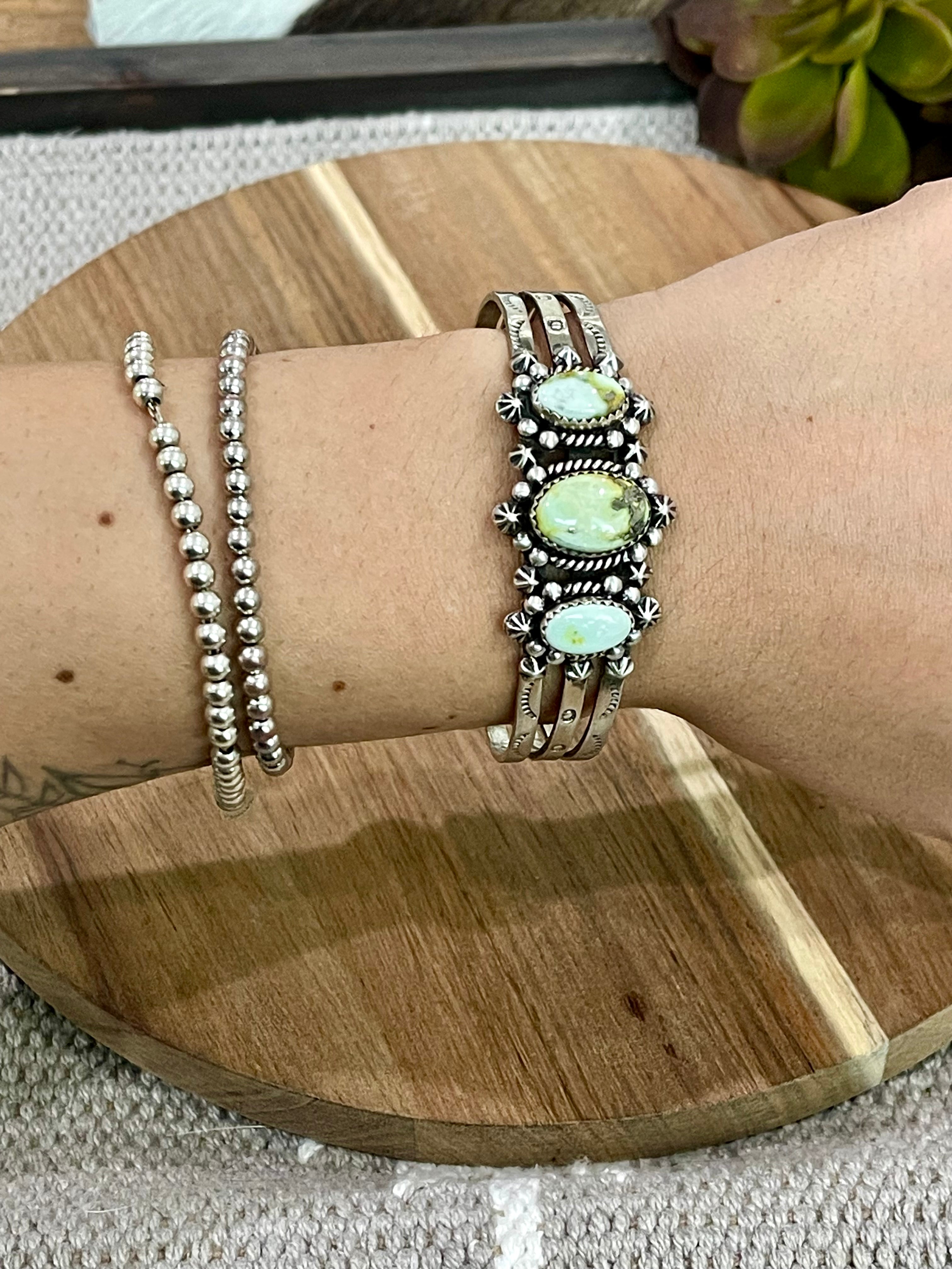 Handmade Sterling Silver & Palomino Cuff Bracelet